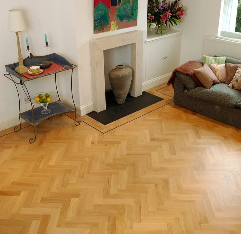 Golden Oak Herringbone Parquet Flooring for Living Room in Al Reem Island