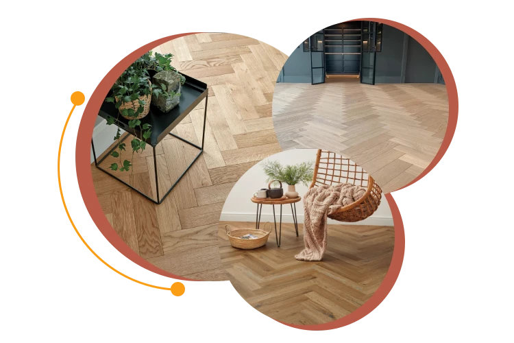 Rustic Oak Herringbone Parquet Flooring for Study Room in Al Ain