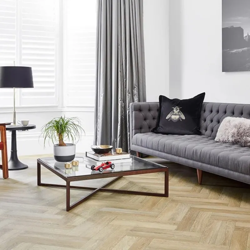 Vintage Blonde Oak Herringbone Parquet