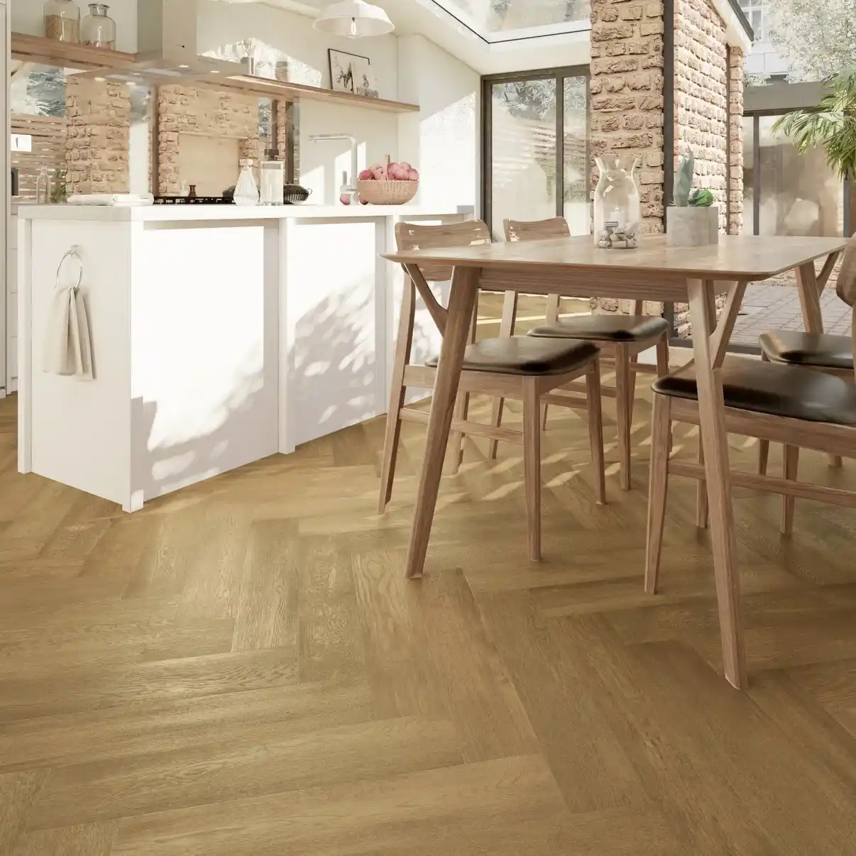 Natural Oak Herringbone Parquet Flooring