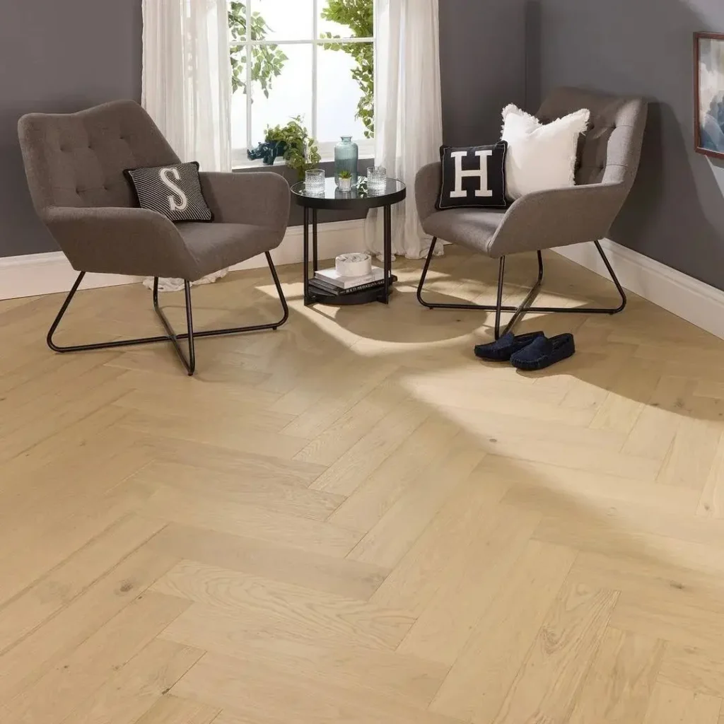 Soft Sand Oak Herringbone Parquet Flooring