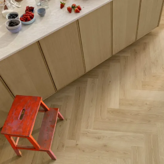 Botanic Beige Herringbone Vinyl Flooring