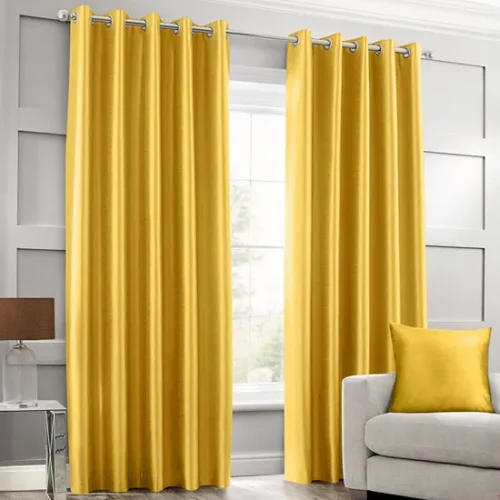 Faux Silk Ochre Ring Top Curtains Abu Dhabi