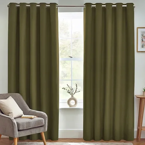 Green Textured Blackout Eyelet Curtains Abu Dhabi