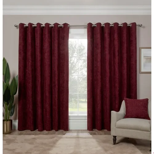Maroon Thermal Eyelet Curtains Installation Abu Dhabi