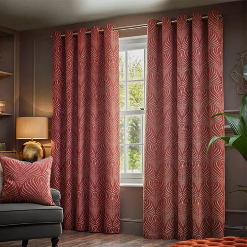 Terracotta Jacquard Eyelet Curtain Abu Dhabi