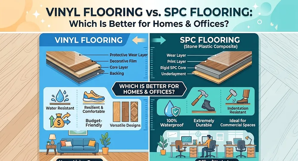Vinyl Flooring vs SPC Flooring for home and offices